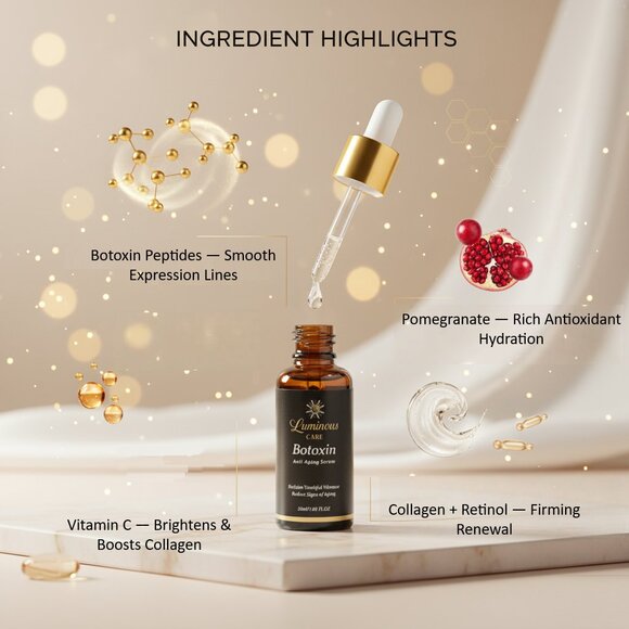 Luminous Care Botoxin Anti-Aging Face Serum | Vitamin C + Peptide Collagen 30ml - Picture 4 of 9